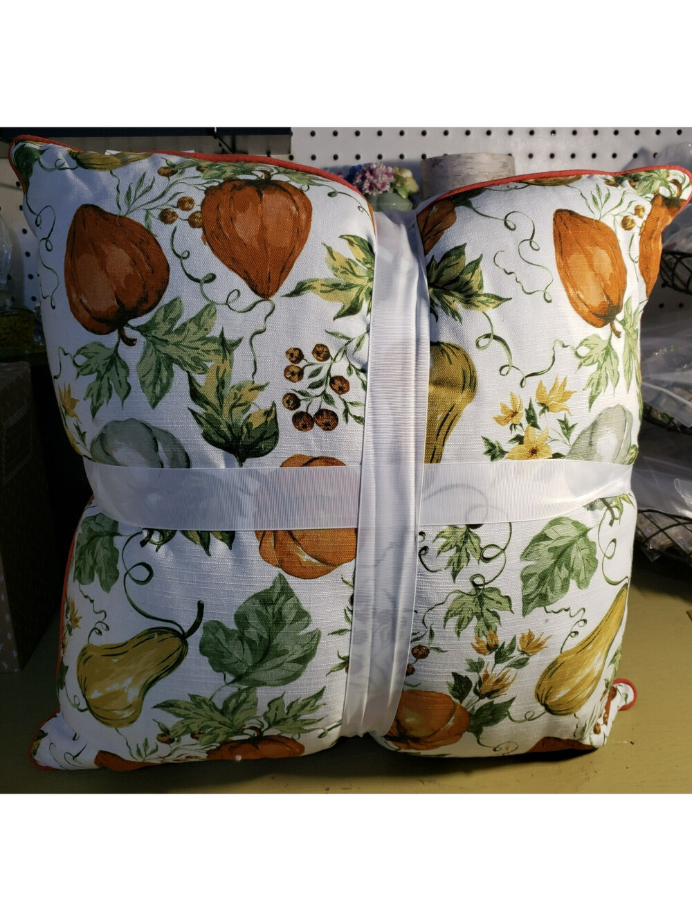 Set of 2 Fall Autumn Throw Pillows Nordstroms 18x18 leaves pumpkins gourds